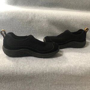 MERRELL Slip On Shoes Mocs Women Size 6.5 Orbit Black Suede Hiking Comfort